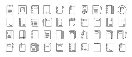 Notebook Bundle of Thin Icons. Editable Stroke. Suitable for Web Sites, Books, Cards, Apps vector