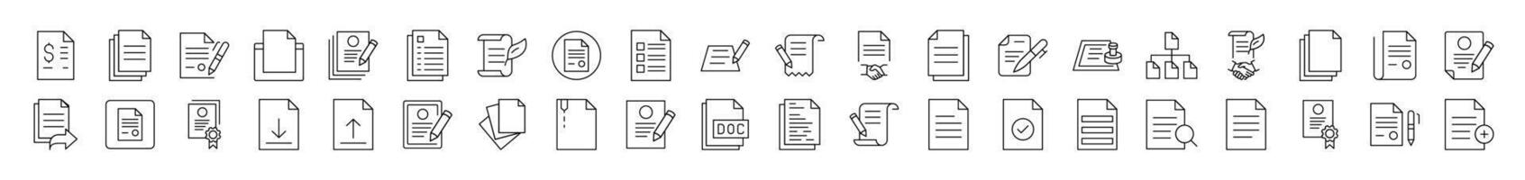 Document, Contract, Presentation Outline Icon Collection. Editable Stroke. Perfect for Infographics, Articles, Books, Flyers, Banners vector