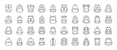 Backpack, Schoolbag Related Line Icons for Web Sites, Books, Cards, Apps. Editable Stroke. Suitable for Web Sites, Books, Cards, Apps vector