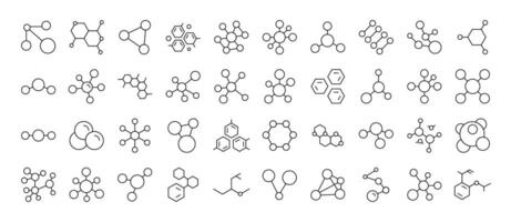 Chemistry Outline Simple Icons Bundle. Contains Icons of Atom and Chemical Compounds that Can Be Used for Design of Cards, Posts, Apps, Web Sites vector