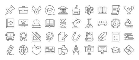 School, Student Book, University, Education Set of Thin Icons. Editable Stroke. Suitable for Web Sites, Books, Cards, Apps vector