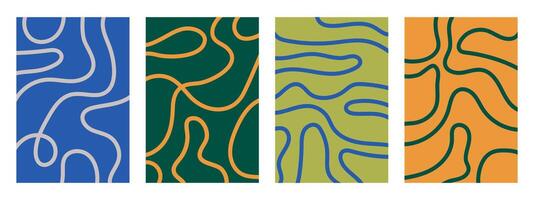 Abstract background set. Colorful modern objects from abstract lines. Wave lines. Abstract colorful backgrounds for cards, posters, covers, banners, or branding. vector