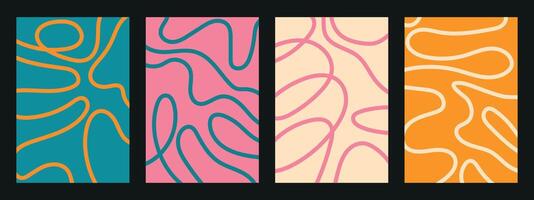 Abstract background set. Colorful modern objects from abstract lines. Wave lines. Abstract colorful backgrounds for cards, posters, covers, banners, or branding. vector