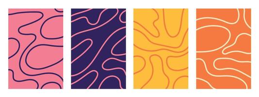 Abstract background set. Colorful modern objects from abstract lines. Wave lines. Abstract colorful backgrounds for cards, posters, covers, banners, or branding. vector