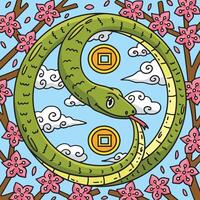 Year of the Snake Forming Yin and Yang Colored vector