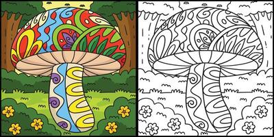 Mushroom with Patterns Coloring Page Illustration vector