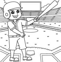 Baseball Player on the Field Coloring Page vector