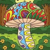 Mushroom with Patterns Colored Cartoon vector