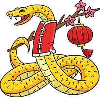 Year of the Snake with Lantern Cartoon Clipart vector