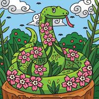 Year of the Snake with Pattern Colored Cartoon vector