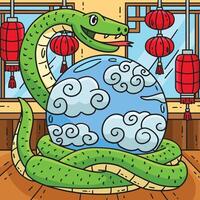 Year of the Snake and Orb Colored Cartoon vector