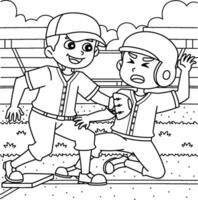 Baseball Player Base Tagging Coloring Page vector