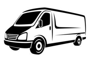 Monochrome template for design with minibus, delivery, transportation themes vector