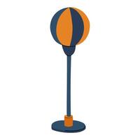 Flat color illustration of a punching bag on a stand isolated. An element for training before a fight for staging a strike. The ball on the counter is outdoor in blue and yellow colors vector