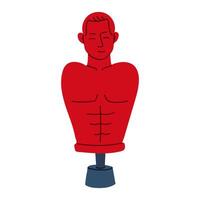 Flat color illustration of a punching bag on a free-standing stand in the form of a man. An element for training before a fight to set a strike. Practicing punches on a person. A human figure vector