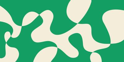 Abstract horizontal background with colorful waves. Trendy illustration in style retro 60s, 70s. Green and beige colors vector