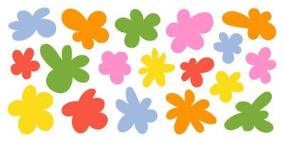 Abstract organic spring flowers isolated on a white background. Trendy random figures. vector