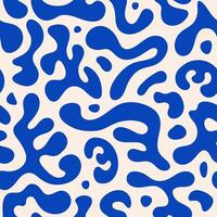Abstract seamless pattern with blue liquid organic shapes. Colorful wavy bubbles and drops in trendy y2k style. vector