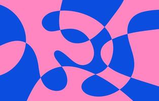 Abstract horizontal background with colorful waves. Trendy illustration in style retro 60s, 70s. Blue and pink colors vector