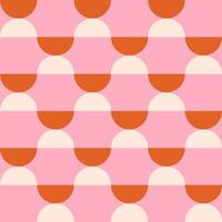 Trendy geometric retro seamless pattern with semicircles on a pink background. Modern abstract background. Pink, orange and beige colors. vector