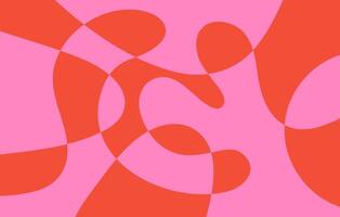 Abstract horizontal background with colorful waves. Trendy illustration in style retro 60s, 70s. Red and pink colors vector