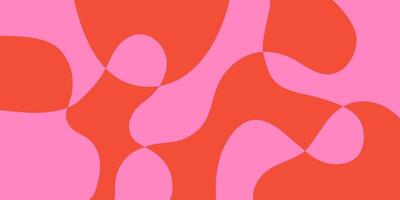 Abstract horizontal background with colorful waves. Trendy illustration in style retro 60s, 70s. Red and pink colors vector