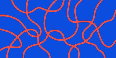 Abstract horizontal background with colorful waves. Trend illustration in style retro 60s, 70s. Blue and red colors vector