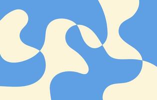 Abstract horizontal background with colorful waves. Trendy illustration in style retro 60s, 70s. Blue and beige colors vector