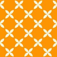 Trendy retro seamless pattern with geometric beige flowers on a orange background. Modern minimal abstract background. vector