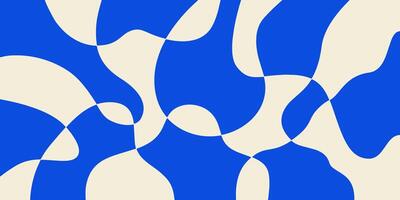 Abstract horizontal background with colorful waves. Trendy illustration in style retro 60s, 70s. Blue and beige colors vector
