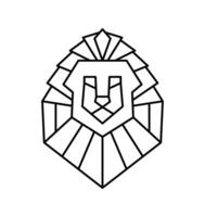 outline lion head shield logo design. line crest icon. Luxury brand element for business project. Concept stability and protect your investments isolated on white background vector