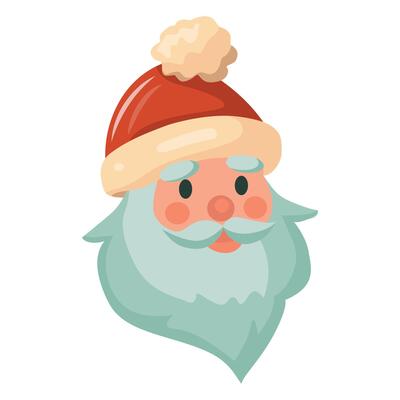 Santa claus face with beard and hat illustration