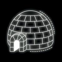 Neon style igloo glowing on dark background vector