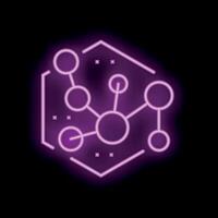 Neon icon of a network representing machine learning algorithm vector