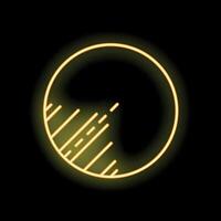 Neon yellow loading circle icon glowing on black background vector