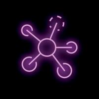 Neon style icon showing a drone delivering a package vector