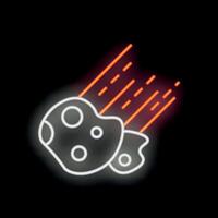 Neon asteroid leaving fiery trail while flying through space vector
