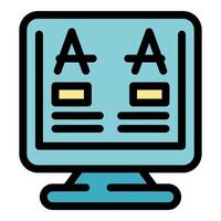 Desktop computer displaying web design interface for online education vector