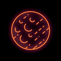 Neon icon of mars planet with craters glowing red vector
