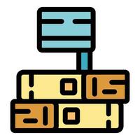 Books stacked with flag on top representing knowledge is power vector