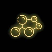 Neon molecule structure glowing on black background vector