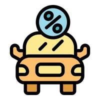 Car loan percentage icon showing a finance rate for a new or used vehicle from a bank editable stroke illustration vector