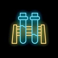 Neon icon of two test tubes in a test tube rack displaying chemical reaction vector