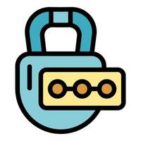 Combination padlock protecting important data with password vector