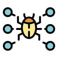 Computer virus detecting spreading through network icon vector