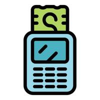 Pos terminal accepting contactless payment using nfc technology vector