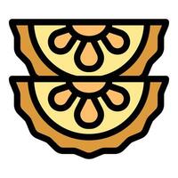 Sliced jackfruit showing its seeds and flesh icon vector