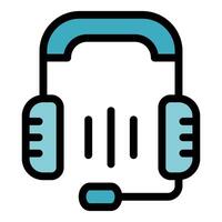 Support service headset icon with soundwaves representing talking vector