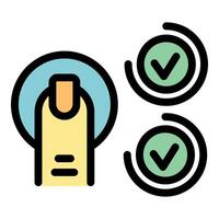 Finger touching fingerprint scanner for two factor authentication vector