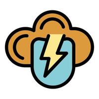 Cloud hosting server generating electricity icon showing power of cloud computing vector